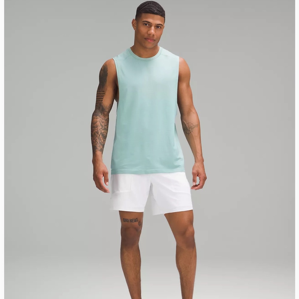 Men’s Lululemon Metal Vent Tank 2.0 Summer Glow/Cyan Blue